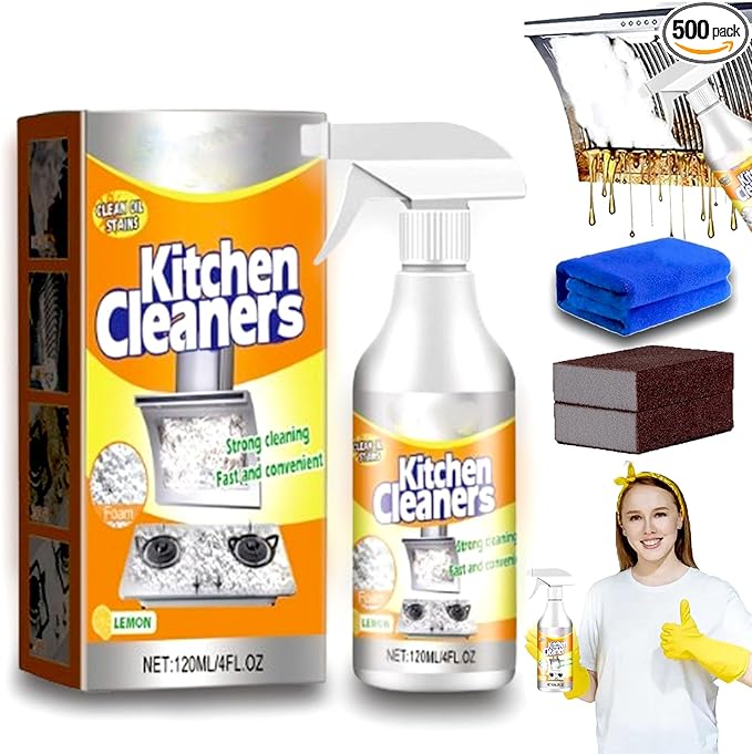 RJDJ Kitchen Foam Cleaner, Powerful Kitchen Foam Cleaner, Powerful Kitchen All-Purpose Powder Cleaner, Kitchen Foam Cleaner Degreaser Cleaning Spray, Stove Cleaner, Oven Cleaner, 60ml/120ml (1, 120ml)