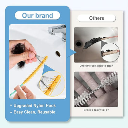 Snake Drain Clog Remover, Reusable 50 Inch Extended Sink Snake Drain Hair Removal Tool, Anti-break Metal Shower Snake Drain Unclogger Tool for Bathtub, Bathroom Sink Pipe Cleaning