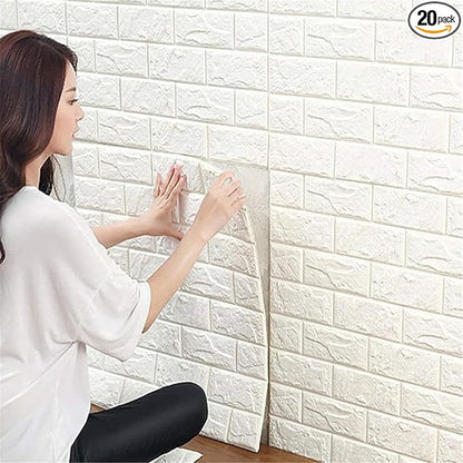 JOLOV 20 PCS 3D Wall Panels Peel and Stick - PE Foam DIY Self Adhesive, Waterproof, Perfect for Interior Wall Decor in Bedroom & Living Room (20)