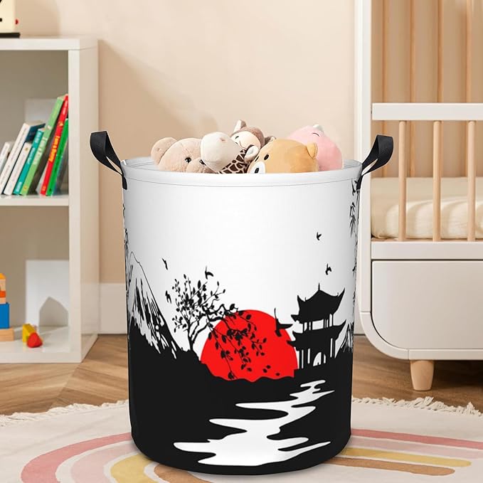 Laundry Basket Japanese Mountains Laundry Hamper Large Laundry Basket Storage Basket Tote Bag Collapsible Organizer Basket for Bathroom,Laundry,Bedroom 17.3 x16.5 Inch