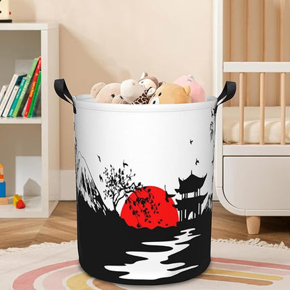 Laundry Basket Japanese Mountains Laundry Hamper Large Laundry Basket Storage Basket Tote Bag Collapsible Organizer Basket for Bathroom,Laundry,Bedroom 17.3 x16.5 Inch