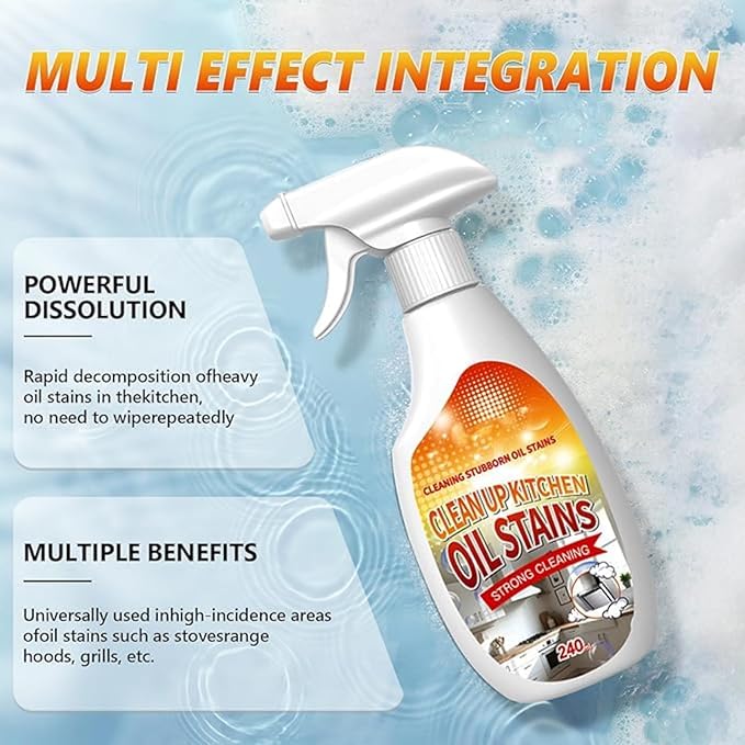 New Upgrade Kitchen Cleaner, Clean Up Kitchen Oil Stains Spray,Multi-Purpose Oils Stain Cleaner, Cleaning Spray For Home Kitchen(240ml/8.45oz)