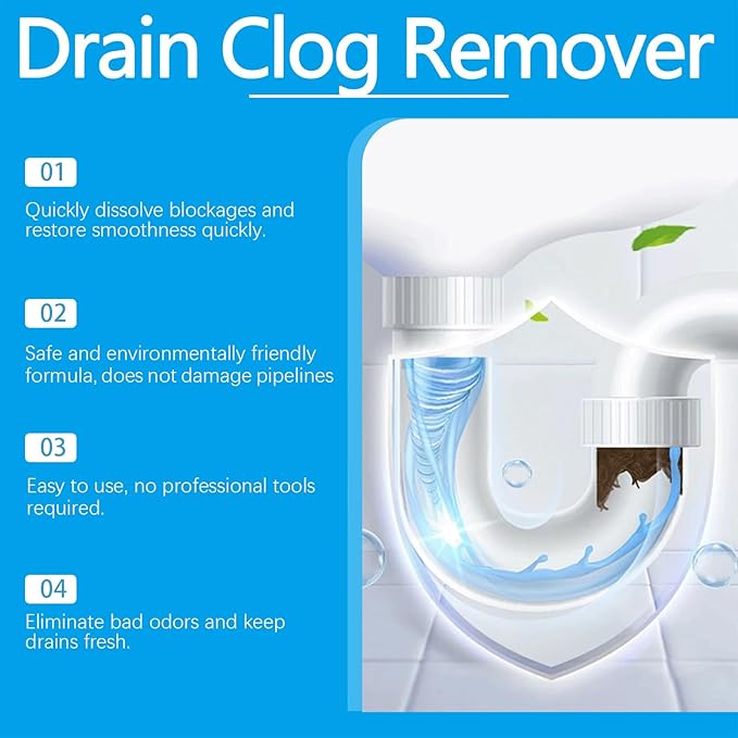 Garbage Disposal Cleaner Deodorizer Tablets - Strong Drain Effervescent Tablet for Kitchen & Bathroom Pipes, Quick-Dissolving Drain Clog Remover, Sink Smell Effervescent Tablets - 1 Year Supply (1Pcs)