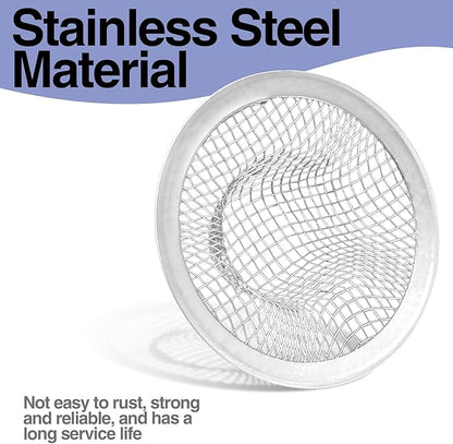 Piutouyar 2 Pack Stainless Steel Kitchen Sink Strainer, 2 Inch Diameter Mesh Basket Large Round Filter Kitchen Drain Strainer Food Catcher for Bathroom Bathtub Wash Basin Garbage