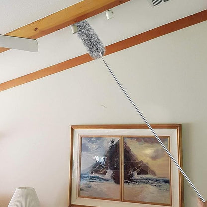 Microfiber Ceiling Fan Cleaner with 30–100" Telescopic Pole – Extendable Duster for High Ceilings and Fans, Bendable Washable Head, Reusable Cleaning Tool for Furniture, Cars, Keyboard