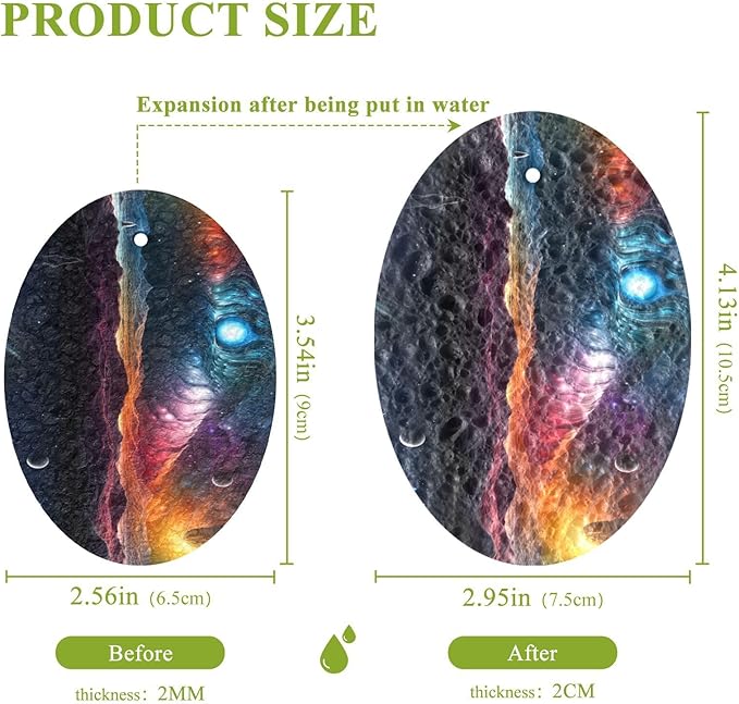 Galaxy Planet Kitchen Scrub Sponges, Pop-up Kitchen Cleaning Sponges Reusable Dish Washing Sponges for Bathroom Household Cleaning 3 Pack - Non Scratch Scrubber