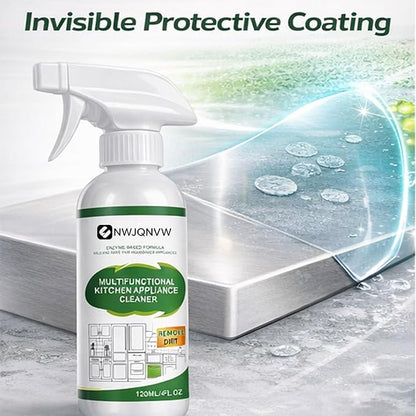Multifunctional Kitchen Appliance Cleaner Spray Degreaser Stainless Steel Polish Grease Remover Oven Stove Hood Microwave Sink Countertop Cleaning Solution Protective Coating Shine Restore 120ml(2PCS)