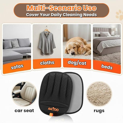2PCS Pet Hair Removal Gloves for Cats & Dogs – Upgraded Large Five-Finger Electrostatic Grooming Glove, Washable Reusable Magic Brush Pet Hair Remover for Clothes, Sofa, Carpet & Car Seat
