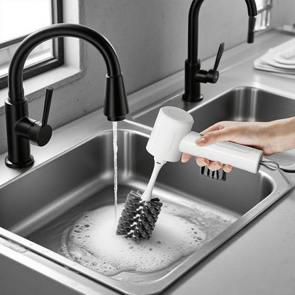 Electric Spin Scrubber - Cordless Handheld Cleaning Brush with 2 Speeds & 4 Brush Heads, Rechargeable 1500mAh Battery for Kitchen Sink, Bathroom Tile, Stovetop, Glass, Car Detailing