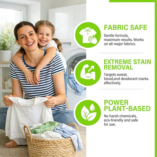Oxygen Laundry Powder, Sweat & Deodorant Armpit Stain Remover for Clothes, Hyper Concentrated & Suitable for Multi-Stain, Yellow Oil Spot Tough Stain Build Up Remover - Gentle On Fabrics
