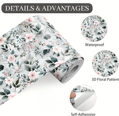 Green Leaf Wallpaper Border 196x4 Inch Peel and Stick Wall Border Removable Vinyl Wall Trim Nature Botanical Pattern for Kitchen Bathroom Bedroom Living Room Decor