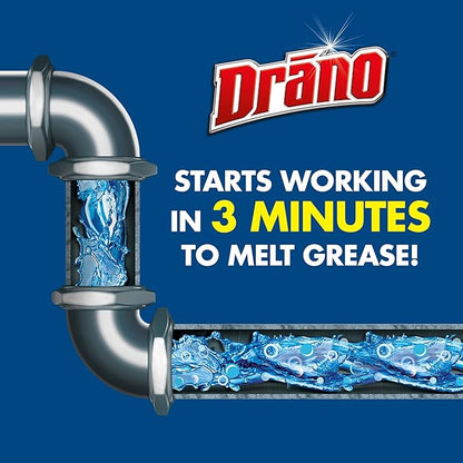 Drano Kitchen Granules Drain Clog Remover and Cleaner, Unclogs Blockage from Grease or Cooking Oil, Commercial Line, 17.6 Oz