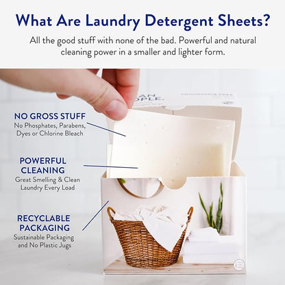 Clean People Laundry Detergent Sheets- Recyclable Packaging, Hypoallergenic, Stain Fighting, Works with All Machines including HE (384 Count, Peppermint)