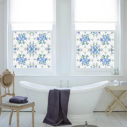 Frosted Glass Window Film, Heat Insulation, UV Block, Anti-Glare, One Way Privacy Tint, Static Cling for Home Bathroom Door, Renter Friendly, Day & Night Privacy