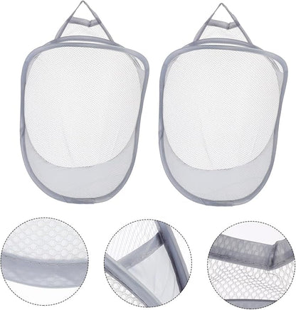 2pcs Wall-mounted Hanging Basket Organizer for Dirty Clothes Foldable Portable Storage for Home Organization and Laundry Management
