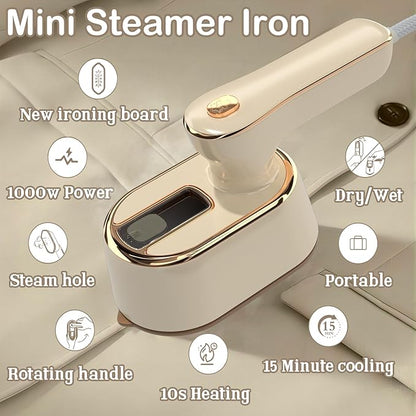 Travel Steamer Iron for Clothes Mini - Portable Ironing Machine Travel Small Size Portable Steamer Travel College Dorm Home Essentials (Beige)