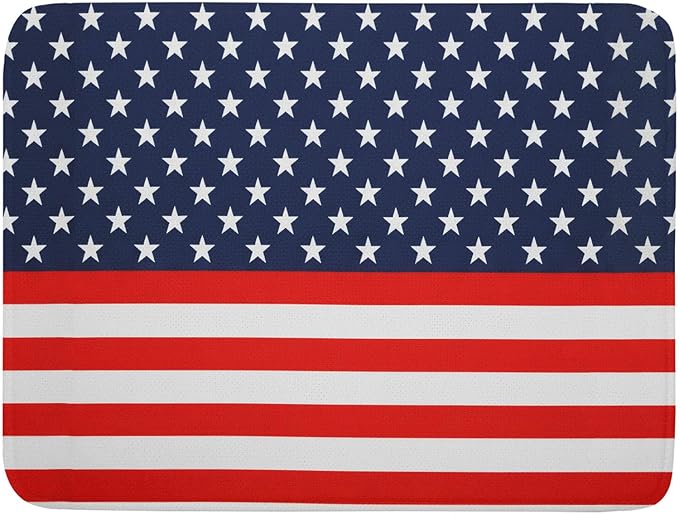 Red Blue Patriotic Star Stripes Dish Drying Mat For Kitchen Counter 4th of July Independence Day American Flag Microfiber Absorbent Drying Mats Reversible Kitchen Countertop Drainer Pad 18x24 Inch