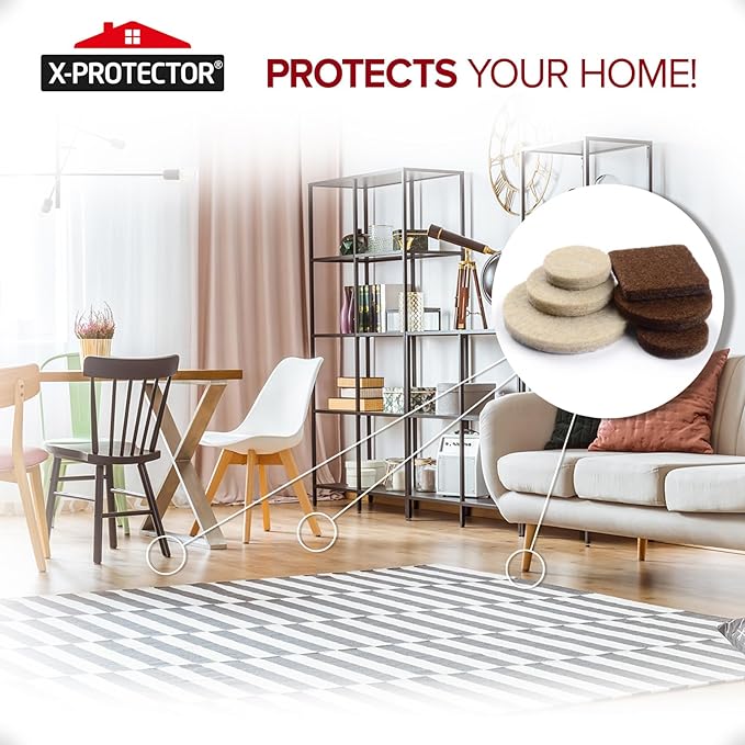 235 pcs Felt Furniture Pads Brown & Beige X-Protector! Huge Quantity of Furniture Pads for Hardwood Floors – Your Ideal Wood Floor Protectors for Furniture. Protect Any Type of Hard Floor!