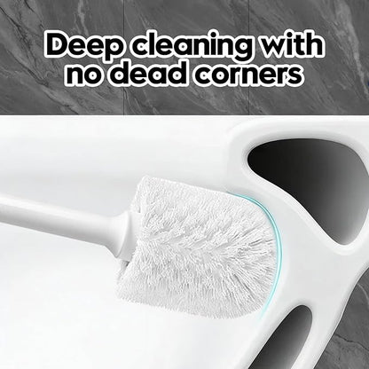 2 Pack Toilet Brush and Holder Set, Toilet Bowl Brush with Non-Slip Handle for Deep Cleaning, Nylon Bristles, Bathroom Accessories White