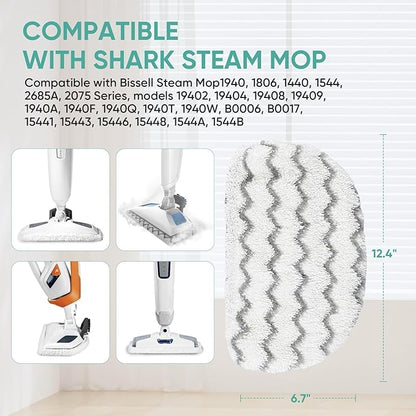 4 Pack 1940 Steam Mop Pads for Bissell PowerFresh Steam Mop 1806 1544 1440 2075A 2685A Series, Model 19402 19404 19408 1940a 1940q 1940t B0006 B0017 Replacement Parts, Microfiber Washable, Reusable