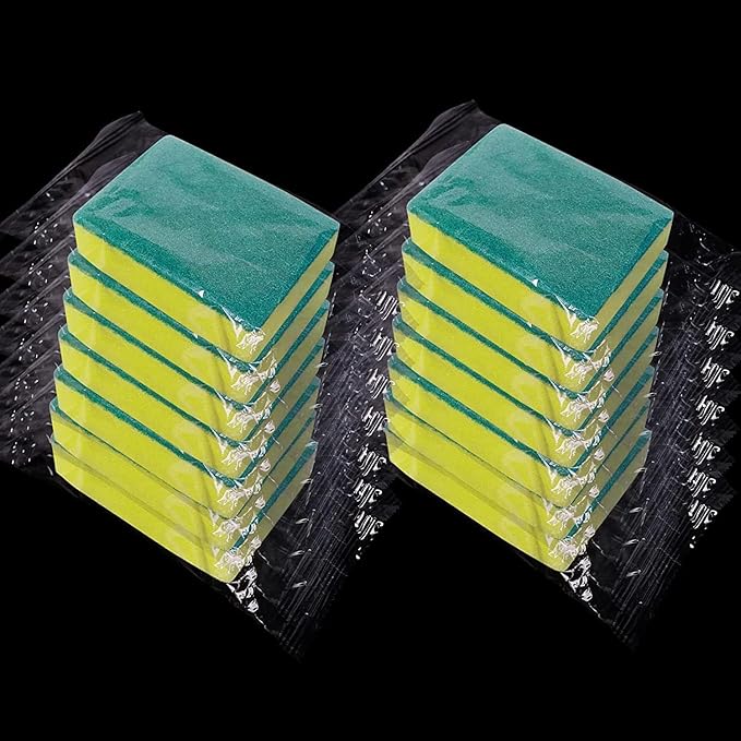 1000 Pack Individually Wrapped Sponges for Cleaning Dishes - Bulk Case of Small Mini Kitchen Scrub Non-Scratch Scrubbers