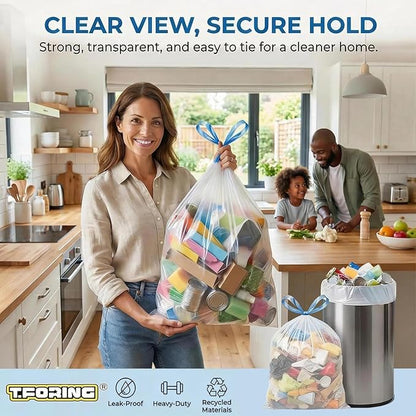 150 Count 6 Gallon Trash Bags Drawstring - 1.1 Mil Heavy Duty Medium Garbage Bags,22.5 Liter Strong Plastic Can Liners Unscented,Thick Waste Basket Bags for Bathroom Office Kitchen