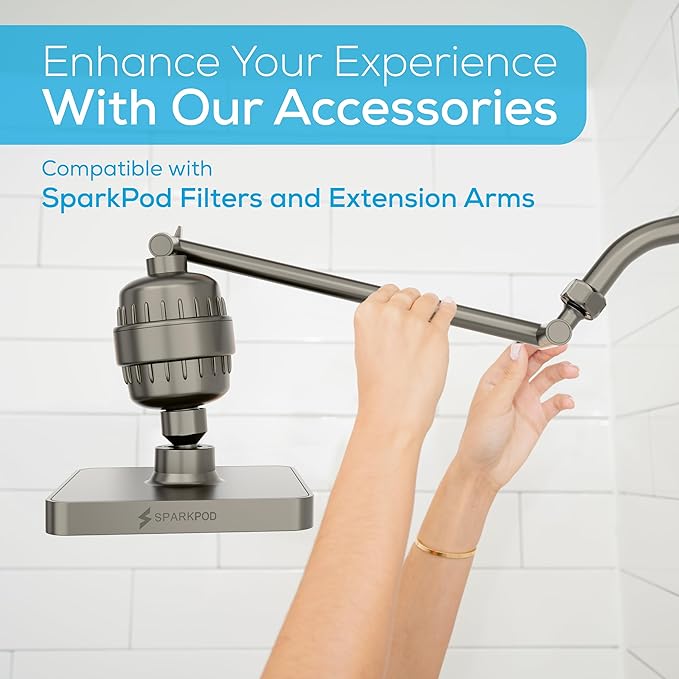 SparkPod Shower Head - High Pressure Rain - Premium Quality Luxury Design - Easy Clean Adjustable Replacement for Your Bathroom Shower Heads (Elegant Brushed Nickel, 6 Inch Square)
