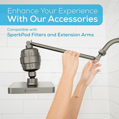 SparkPod Shower Head - High Pressure Rain - Premium Quality Luxury Design - Easy Clean Adjustable Replacement for Your Bathroom Shower Heads (Elegant Brushed Nickel, 6 Inch Square)