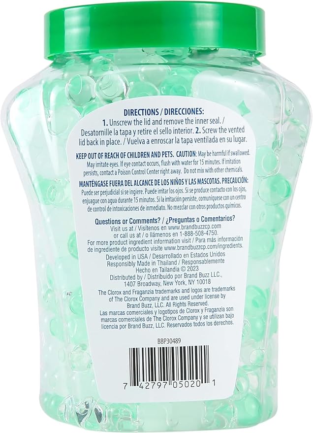 Clorox Fraganzia Crystal Beads Air Freshener, Long Lasting Room Deodorizer and Odor Eliminator Gel Beads to Freshen Home, Car, or Office, White Lily Bloom Scent, 12 Fl Oz - 12 Pack