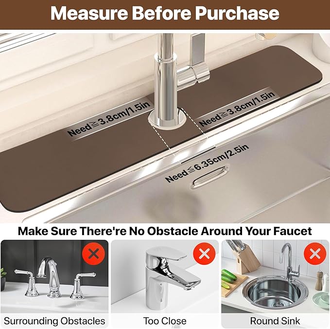 Bloss Dish Drying Mat + Faucet Mat for Kitchen Sink, Kitchen Sink Mats with Non-Slip Rubber Backed, Sink Matt for Kitchen Sink - 2PCS/Brown