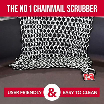 Knapp Made CM Scrubber 6" Small Ring Cast Iron Scrubber - Cast Iron Cleaner for Hard Anodized Cookware, Pre-Seasoned Pans, Dutch Ovens, Iron Pans, Grills and Skillet. Chain Mail Scrubber Cast Iron