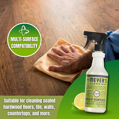 Mrs Meyers Cleaning Spray With Sponge & Microfiber Towel - All Purpose Cleaner & Mrs Meyers Multi-surface Cleaner - Kitchen Cleaner Spray & Multipurpose Cleaner, Myers All Purpose Cleaning Spray, 16oz