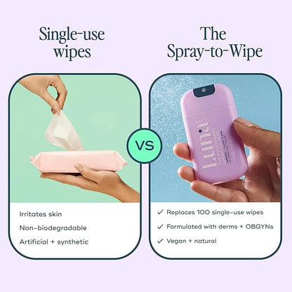 Luna Daily Spray to Wipe - Trio | Hydrating, Fragrance-Free & Original Feminine Mist | pH-Balanced, Natural Prebiotic Spray with Lactic Acid | Vegan, Plant-Based | Travel Set - 3 x 1 oz (30ml)