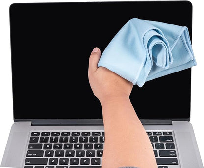 KLNYOO Microfiber Glass Cleaning Cloths Lint Free Streak Free Quickly and Easily Clean Windows & Mirrors Without Chemicals Polishing Cloth 16x16 Inch 8 Pack (Blue+ Grey)