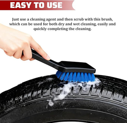 Car Carpet Cleaning Brush, Stiff Bristles Vehicle Wheel Hub Rims Wash Brush with Short Handle, Automotive Detailing Tire Cleaner, Universal for SUV Automobile Truck (Blue)