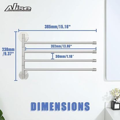 Alise Swing Out Towel Rack,Folding Hand Towel Bar 4 Bars Arm Towel Holder Towel Hanger for Bathroom Wall Mount,Space Saving Towel Rail,GK9003-LS SUS304 Stainless Steel Brushed Nickel