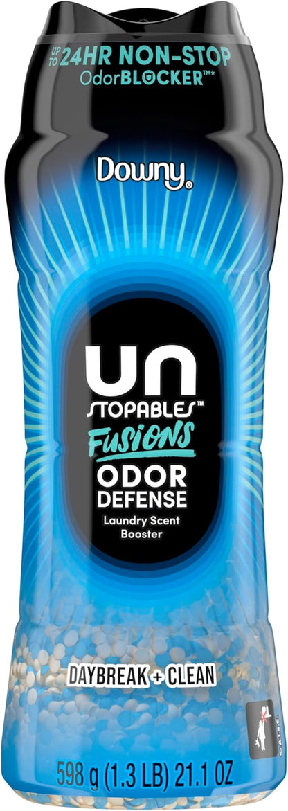 Downy Unstopables Fusions Odor Defense In-Wash Laundry Scent Booster Beads, Daybreak + Clean Scent, 21.1 OZ, 2-in-1 Laundry Beads for Odor Defense