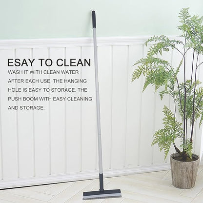 Stiff Bristles Broom,Tub Tile Broom Brush,Push Broom for Shower Cleaning,Patio, Kitchen,Garage,Indoor Outdoor Cleaning Brush,Stainless Steel Long Handle