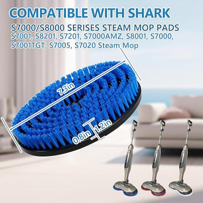 4 Pack S7001 Upgraded Steam Mop Replacement Brush Pads, Compatible with Shark S8201/S8001/S7201/S7000 Series Steam and Scrub Mop, Nylon Bristle for Polishing Hard Floors (2 Blue, 2 Gray)
