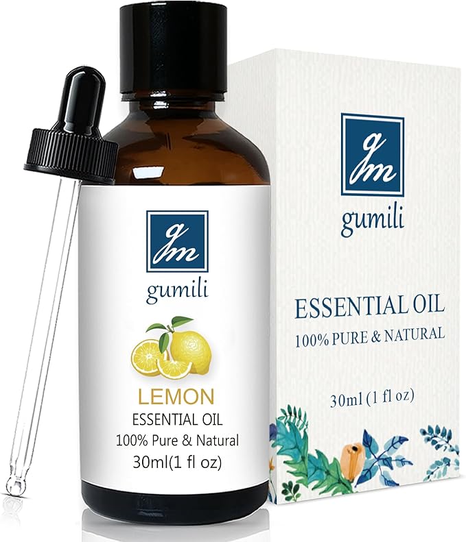 GM Gumili Lemon Essential Oil 1 Oz – 100% Pure Natural Lemon Oil for Cleaning, Diffuser, Skin, Massage & DIY, Fresh Citrus Scent