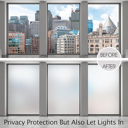HIDBEA Frosted Window Privacy Film Non-Adhesive, Reusable Window Glass Films Heat Control Self Static Cling Removable Window Stickers for Home Office Living Room (Frosted, 55.1 Inch x 32.8 Feet)