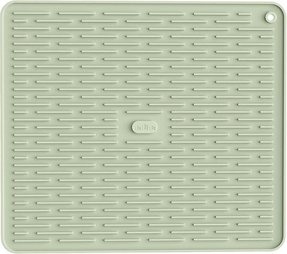 ME.FAN Silicone Dish Drying Mat for Kitchen Counter, Dish Drying Pad for Sink, Refrigerator or Drawer, Countertop Protection Pad L - 18''×16'' - Desert Sage