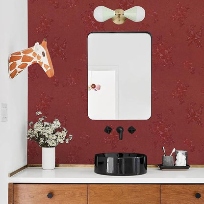 Dark Red Peel and Stick Wallpaper Textured Embossed Floral Contact Paper Peel and Stick 393inL78.7inW Retro Crimson Red Flower Self Adhesive Removable Wallpaper for Bathroom Waterproof Thicken