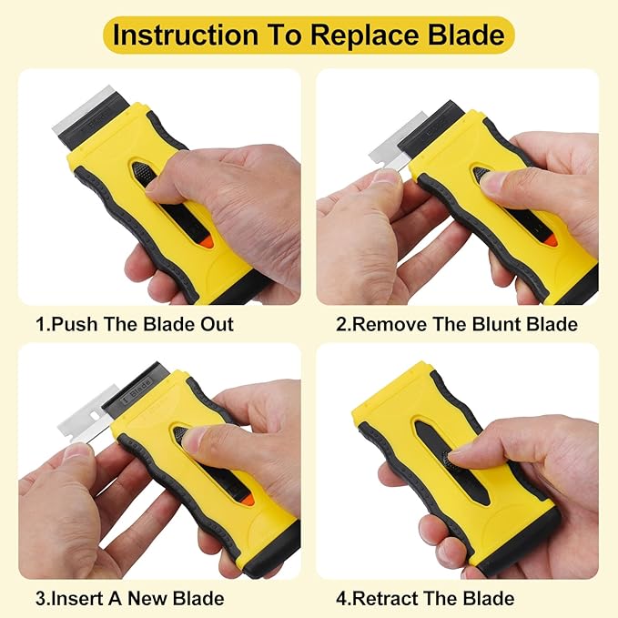 Oven Razor Blade Scraper Tool For Glass Stove Top Scraper Tool, Dual-End Ceramic Cooktop Razor Scraper With 10 Replacement Blades