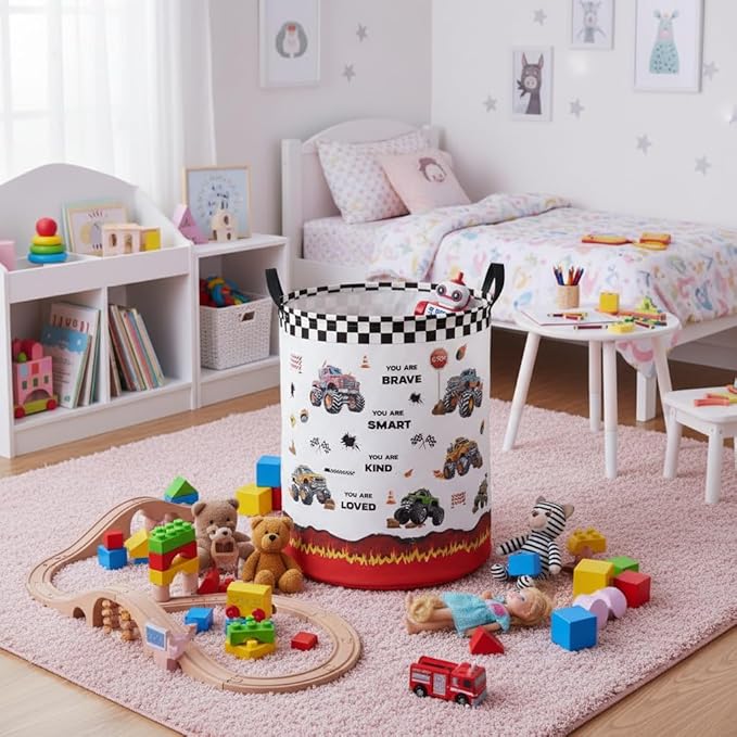Baby Laundry Hamper kids laundry Basket Waterproof Laundry Bag for Bedroom Toy Clothes Organizer Room Décor(Truck)