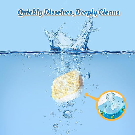 Dishwasher Cleaner Tablets Deodorizer-48 Pack Deep Cleaning Dish Washer Descaler Freshener-Grime Limescale Heavy Duty Grease Odor Smell Remover-for All Dishwashers Lemon Foaming 2 Year Supply