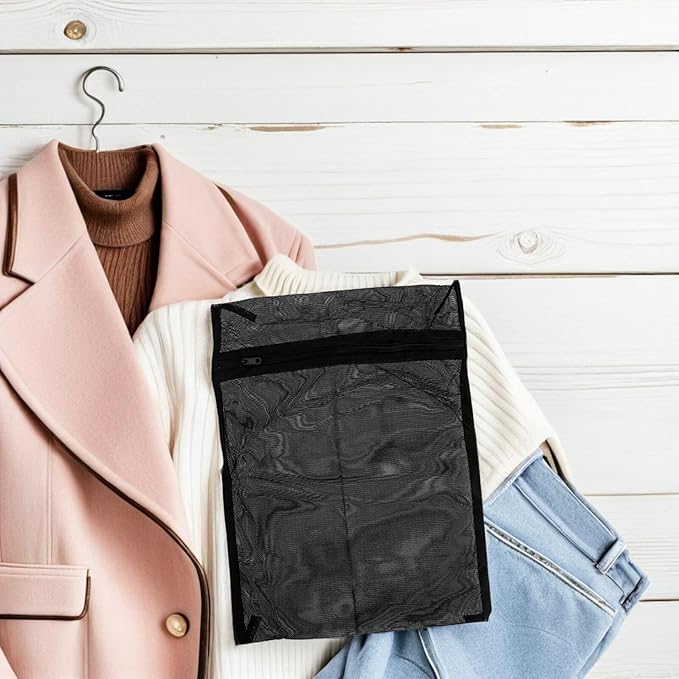 CHILDWEET Black Mesh Laundry Bag for Delicates 15.6X15.6 Inch Breathable Washing Bag for Washing Machine Use and Travel Clothes Storage Organizer