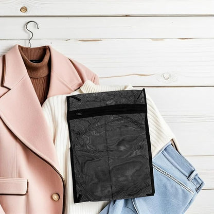 CHILDWEET Black Mesh Laundry Bag for Delicates 15.6X15.6 Inch Breathable Washing Bag for Washing Machine Use and Travel Clothes Storage Organizer