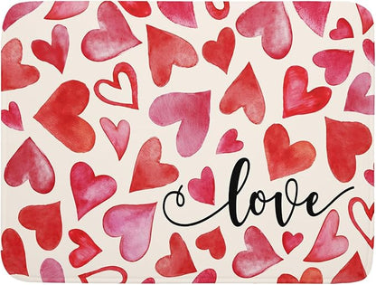 Valentine's Day Dish Drying Mat 18 x 24 Inch Heart Shaped Dish Drying Pad Absorbent Microfiber Mats for Red and Pink Dish Rack Pad for Kitchen Counter Coffee Bar Decor