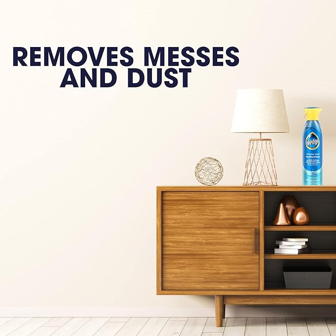 Pledge pH-Balanced Multisurface Spray, Gently Clean 101 Surfaces, Remove Dust and Messes, No Residue - Rainshower Scent, 9.7oz, Pack of 6